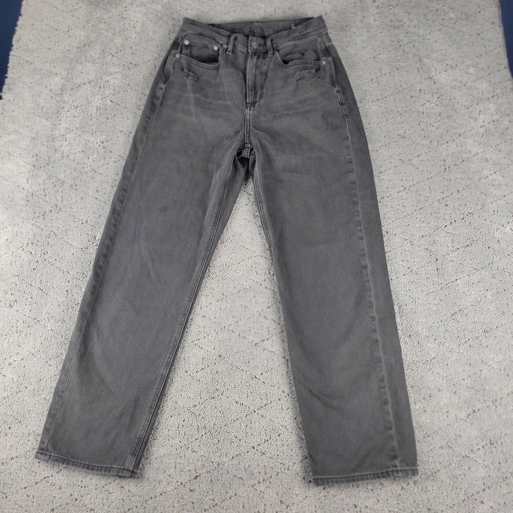 American Eagle Jeans Womens 6 Black Highest Rise 90s Boyfriend Stretch Dark Wash